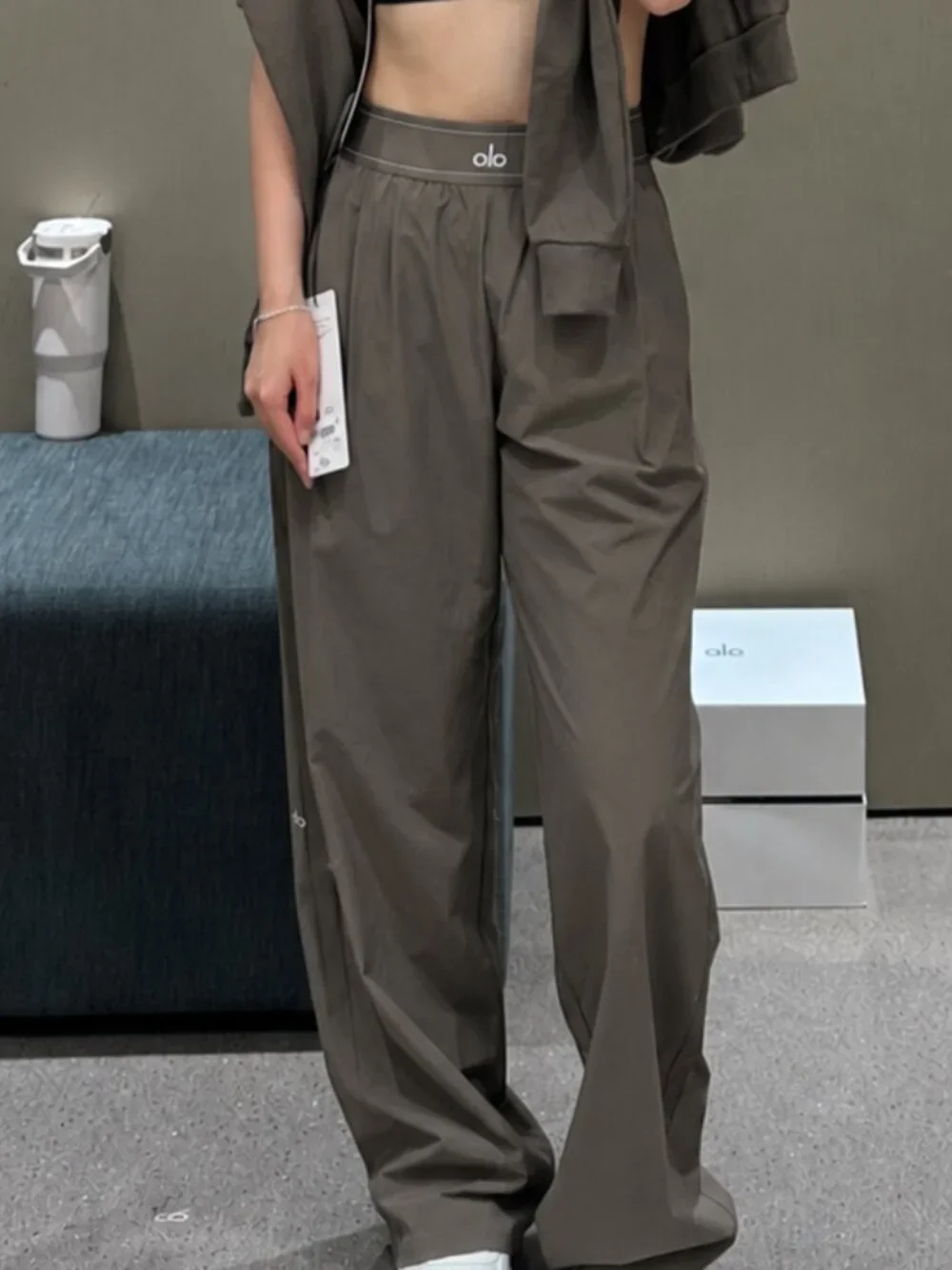 ⛳🥉ALO Yoga Suit Up Trouser Olive （Regular Limited）Elastic wide-leg pants
